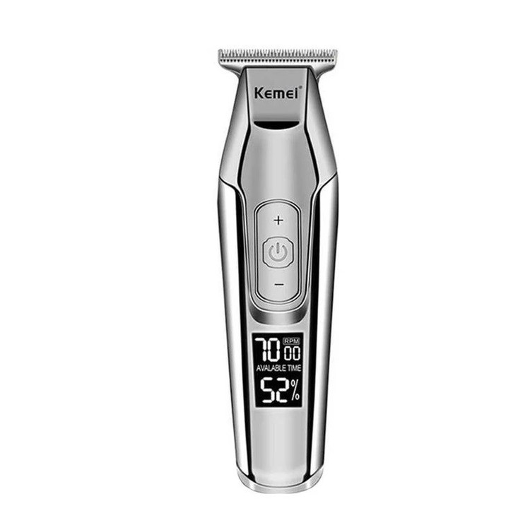ماشین اصلاح موی سر و صورت کیمی مدل KM-5027 Professional با تیغه تیتانیوم پیشرفته، باتری لیتیوم یون 1400 میلیآمپر، شارژ تایپسی، طراحی ارگونومیک و قابلیت استفاده خشک و مرطوب