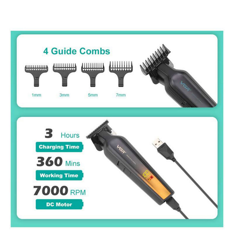 ماشین اصلاح خط زن موی سر و صورت شارژی وی جی ار (اصل) VGR مدل V-930