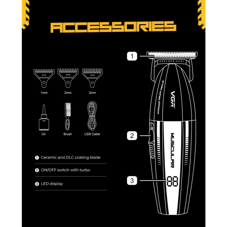 ماشین اصلاح موی سر و صورت شارژی وی جی ار مدل V-285t