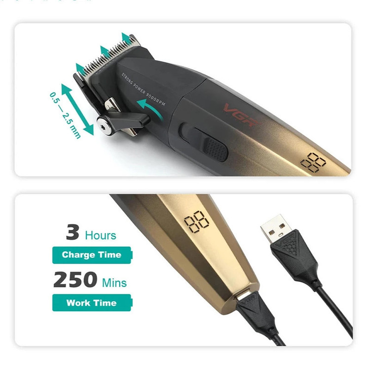ماشین اصلاح موی سر و صورت شارژی وی جی ار (اصل) مدل V-003(Stars)