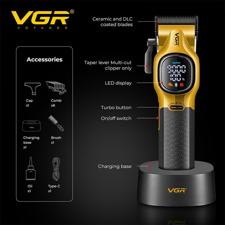 ماشین اصلاح موی سر و صورت شارژی وی جی ار (اصل) VGR مدل V-886C