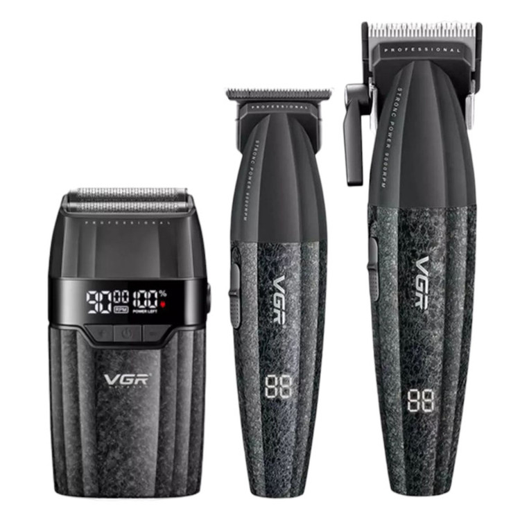 ست کامل ماشین اصلاح موی سر و صورت شارژی پک کامل وی جی ار مدل V-640 s3 مجموعه 3 عددی