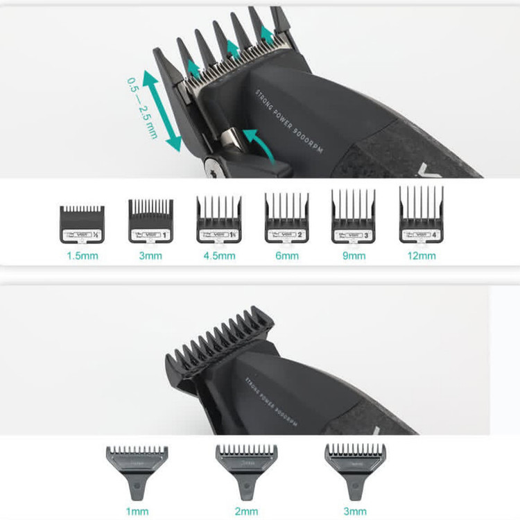 ست کامل ماشین اصلاح موی سر و صورت شارژی پک کامل وی جی ار مدل V-640 s3 مجموعه 3 عددی
