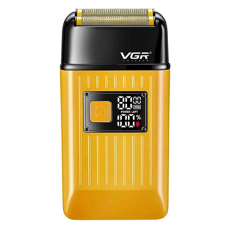 ماشین اصلاح موی سر و صورت وی جی ار (اصل) VGR مدل V-357 فویلی با تیغه تیتانیوم، ضد آب، باتری 600 میلیآمپر ساعت، موتور 6000 دور در دقیقه و شارژ USB