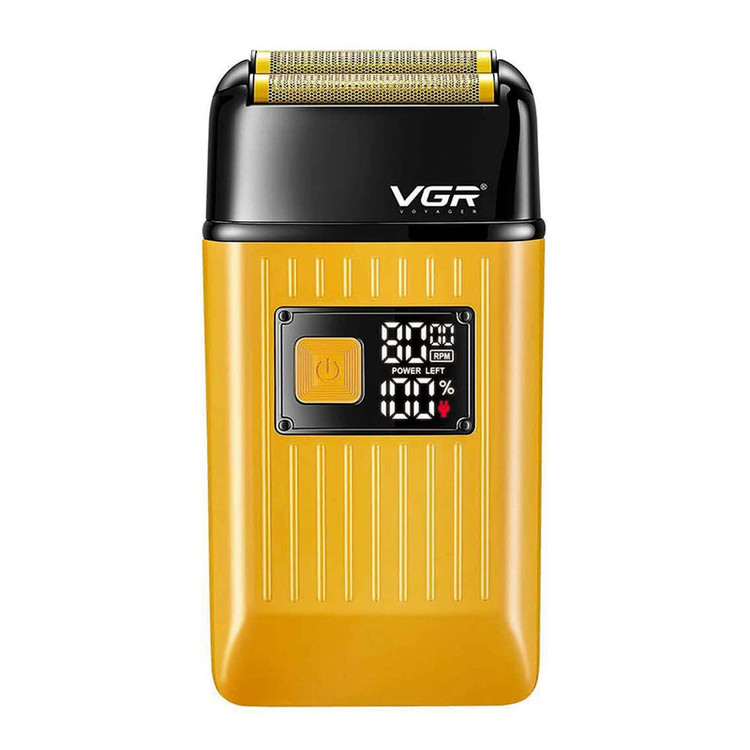 ماشین اصلاح موی سر و صورت وی جی ار (اصل) VGR مدل V-357 فویلی با تیغه تیتانیوم، ضد آب، باتری 600 میلیآمپر ساعت، موتور 6000 دور در دقیقه و شارژ USB