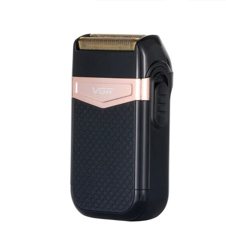شیور صفرزن ماشین اصلاح موی صورت وی جی ار (اصل) VGR مدل 331 ضدآب با طراحی ارگونومیک، تیغه استیل پیشرفته سهتیغه، شارژ USB و قابلیت استفاده خشک و مرطوب