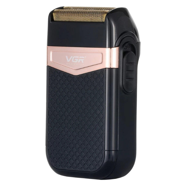 شیور صفرزن ماشین اصلاح موی صورت وی جی ار (اصل) VGR مدل 331 ضدآب با طراحی ارگونومیک، تیغه استیل پیشرفته سهتیغه، شارژ USB و قابلیت استفاده خشک و مرطوب