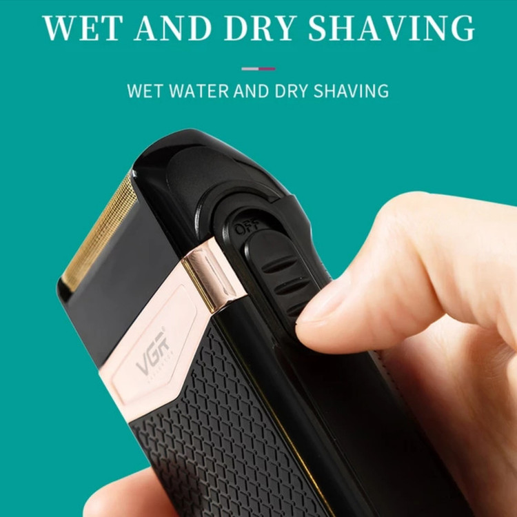 شیور صفرزن ماشین اصلاح موی صورت وی جی ار (اصل) VGR مدل 331 ضدآب با طراحی ارگونومیک، تیغه استیل پیشرفته سهتیغه، شارژ USB و قابلیت استفاده خشک و مرطوب