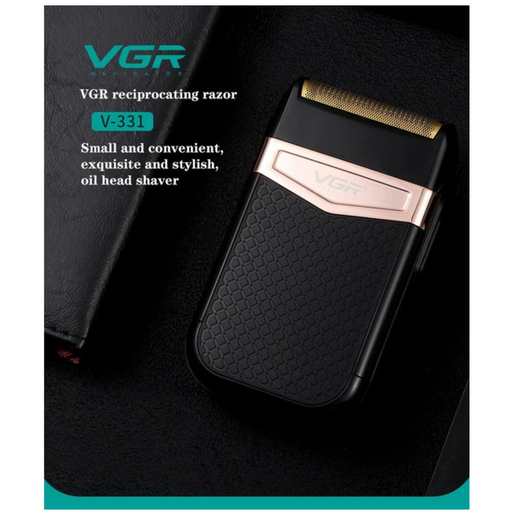 شیور صفرزن ماشین اصلاح موی صورت وی جی ار (اصل) VGR مدل 331 ضدآب با طراحی ارگونومیک، تیغه استیل پیشرفته سهتیغه، شارژ USB و قابلیت استفاده خشک و مرطوب