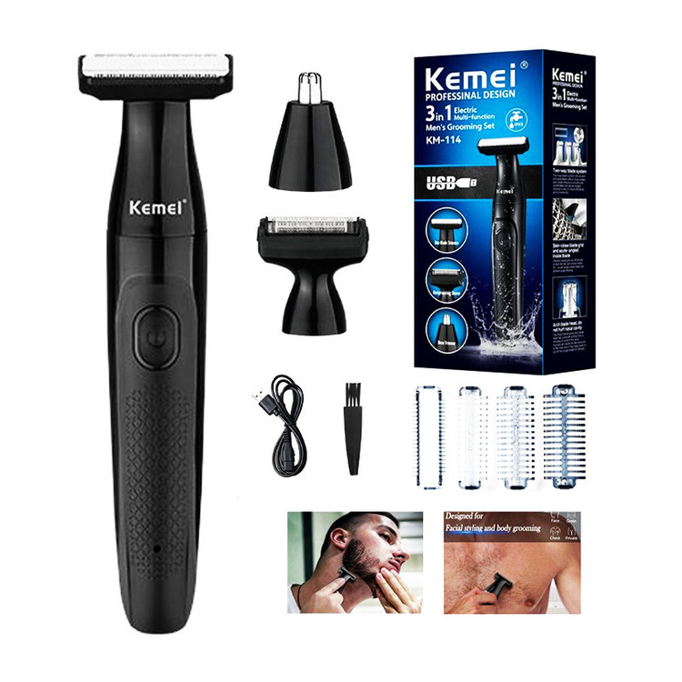 بادی گروم ( ژلت شارژی) ماشین اصلاح موی بدن و صورت کیمی (اصل) KEMEI مدل KM-114