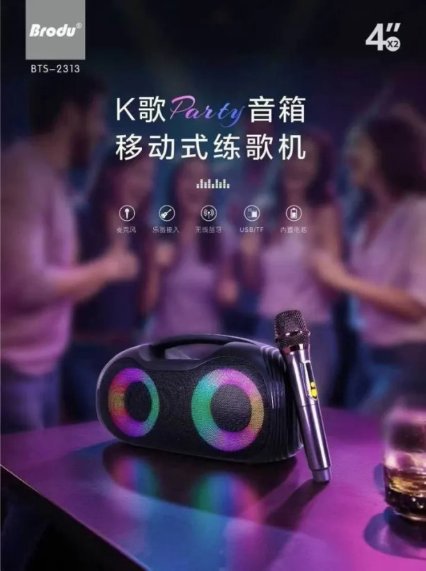 اسپیکر BTS2313 میکروفون بیسیم RGB ظرفیت باتری 3600mAh سایزبلندگو 24