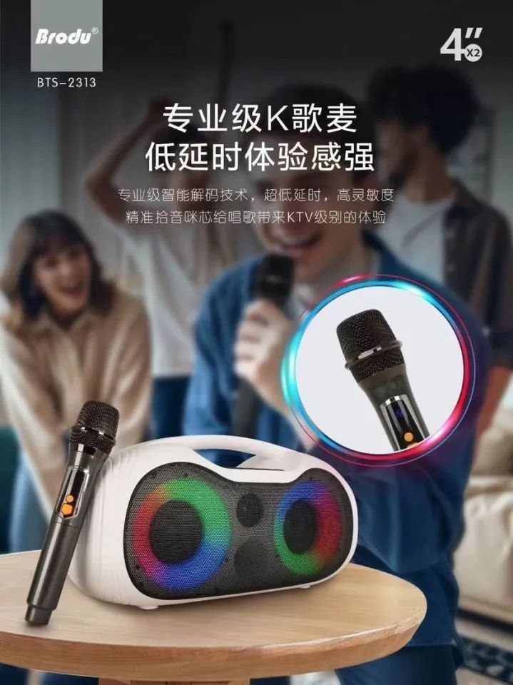 اسپیکر BTS2313 میکروفون بیسیم RGB ظرفیت باتری 3600mAh سایزبلندگو 24
