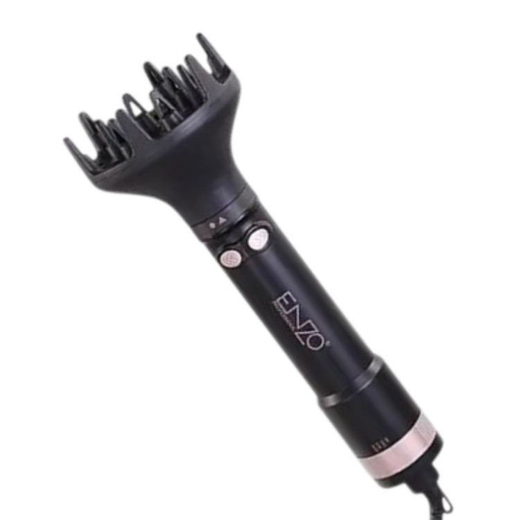 سشوار برسدار چرخشی انزو پروفیشینال مدل EN-760 7in1 با توان 1500 وات، موتور DC براشلس، تنظیمات دما و سرعت دو حالته، تکنولوژی آیونیک، سریهای متنوع و کیف نگهدارنده، مناسب استفاده خانگی و حرفهای