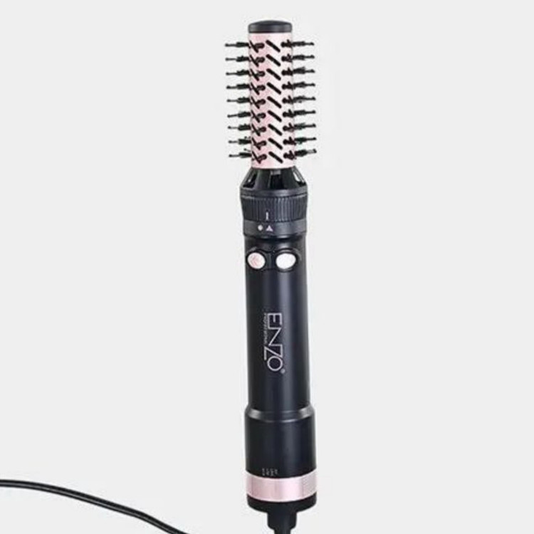 سشوار برسدار چرخشی انزو پروفیشینال مدل EN-760 7in1 با توان 1500 وات، موتور DC براشلس، تنظیمات دما و سرعت دو حالته، تکنولوژی آیونیک، سریهای متنوع و کیف نگهدارنده، مناسب استفاده خانگی و حرفهای