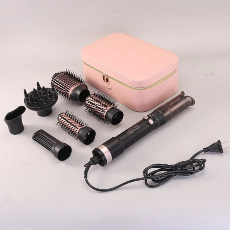 سشوار برسدار چرخشی انزو پروفیشینال مدل EN-760 7in1 با توان 1500 وات، موتور DC براشلس، تنظیمات دما و سرعت دو حالته، تکنولوژی آیونیک، سریهای متنوع و کیف نگهدارنده، مناسب استفاده خانگی و حرفهای