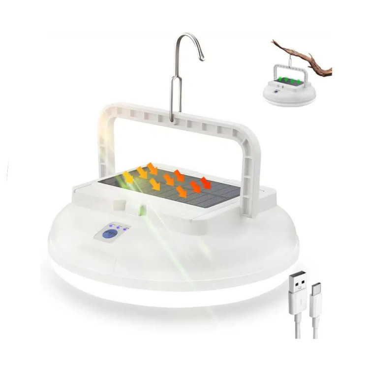 چراغ روشنایی مدل کمپینگ LED خورشیدی شارژی 50 وات UFO LHFD-185
