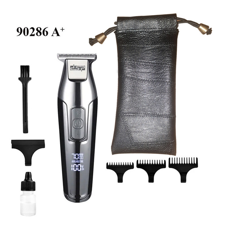 ماشین اصلاح خط زن موی سر و صورت دی اس پی مدل 90286 +A با تیغه تیتانیوم پیشرفته، قابلیت تنظیم سرعت، سه شانه 1 تا 3 میلیمتری، منبع انرژی برق و باتری، وزن 200 گرم، شارژ 180 دقیقه و استفاده 240 دقیقه