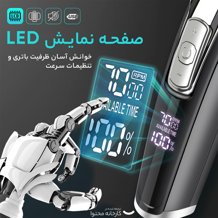 ماشین اصلاح خط زن موی سر و صورت دی اس پی مدل 90286 +A با تیغه تیتانیوم پیشرفته، قابلیت تنظیم سرعت، سه شانه 1 تا 3 میلیمتری، منبع انرژی برق و باتری، وزن 200 گرم، شارژ 180 دقیقه و استفاده 240 دقیقه