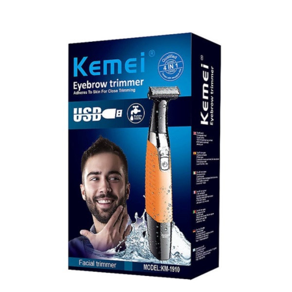 ژلت شارژی | بادی گروم ماشین اصلاح موی صورت و بدن کیمی مدل km-1910 با تیغه استیل ضد زنگ، قابلیت شستشو، طراحی ارگونومیک، باتری قابل شارژ، شانه قابل تنظیم دستی و منبع تغذیه USB