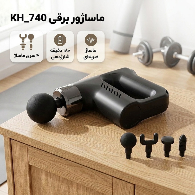 ماساژور تفنگی شارژی (پک کامل) مدل KH_740