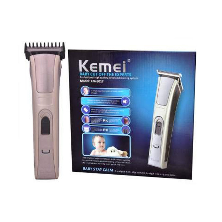 ماشین اصلاح خط زن سر و صورت کیمی مدل KM-5017 با تیغه استیل ضد زنگ، 4 شانه قابل تنظیم، طراحی ارگونومیک، باتری 600 میلیآمپر ساعت با شارژ USB و قابلیت شستوشو