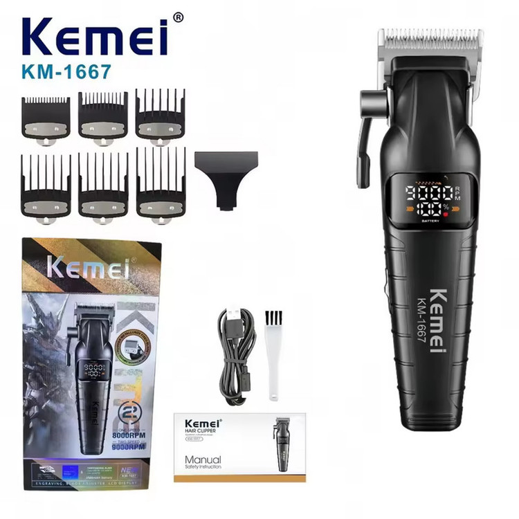 ماشین اصلاح حجم زن موی سر و صورت شارژی کیمی مدل km-1667 ( اصل) با پک کامل